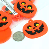 Big 1 3/8 inch Orange, Black and Yellow Jack O Lantern Halloween Pumpkin Plastic Rubber Charm Pendants ~ Sold Individually