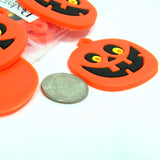 Big 1 3/8 inch Orange, Black and Yellow Jack O Lantern Halloween Pumpkin Plastic Rubber Charm Pendants ~ Sold Individually