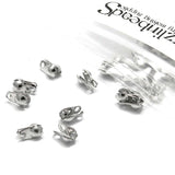 Side Fold Clamshell Bead End Tips with Double Loop Hide Knots & Crimp Beads~Sold Individually