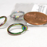 Small 1/2 inch Rainbow Ion 304 Grade Stainless Steel Round Clip on Hoop Earring Findings with Adjustable Spring Closure~Sold Individually