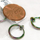 Small 1/2 inch Rainbow Ion 304 Grade Stainless Steel Round Clip on Hoop Earring Findings with Adjustable Spring Closure~Sold Individually