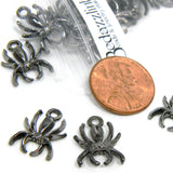 Black Gunmetal Plated 5/8 inch 17mm Creepy Crawly Metal Spider Bug Charms with Ring Hole for bracelet, earrings ect~Sold Individually