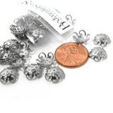 Silver 304 Grade Stainless Steel 10mm x 4mm Filigree Bead End Cover Cap Accent Findings for Jewelry~Sold Individually