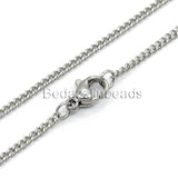 Surgical Grade 304 Stainless Steel 17 1/2 inch Long Thin Silver Twisted Curb Chain Necklaces~Sold Individually