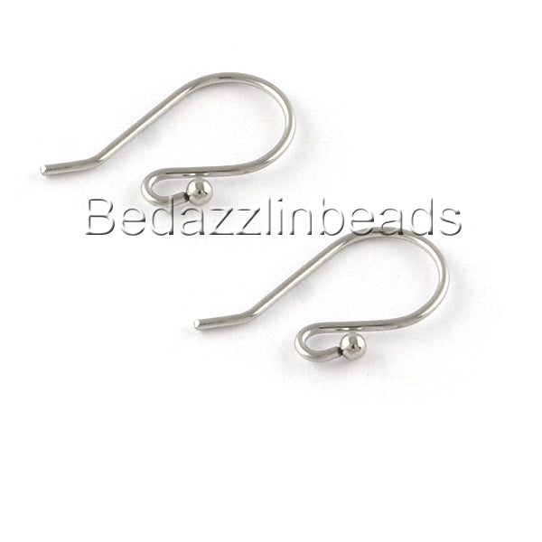 Small 201 Grade Stainless Steel Fancy Open Fish Hook Earring Findings With Ball Loop Ring~Sold Individually