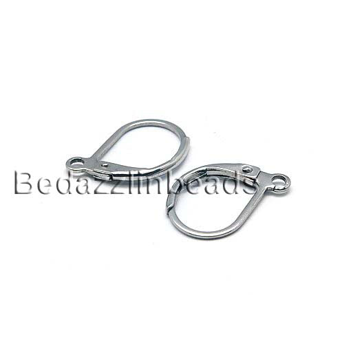 Surgical 304 Grade Hypo-allergenic Stainless Steel Hinged Leverback Earring Findings with Open Loop~Sold Individually