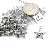 Dark Silver 304 Grade Surgical Stainless Steel 14mm Five Point Star Charms with Hole in Loop Ring~Sold Individually