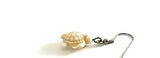 Pair of Stainless Steel Antiqued Carved Ivory Stone Sea Turtle Hook Earrings