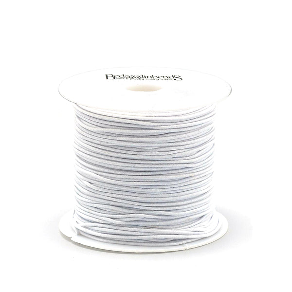 1mm White Stretchy Fabric Elastic Beading Cord, Knots Easily for Making Jewelry Bracelets, Necklaces, Anklets~Sold on 75 Foot Spool