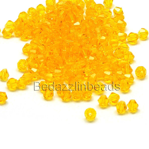 4mm Glass Double Cone Faceted Bicone Beads~Sold Individually