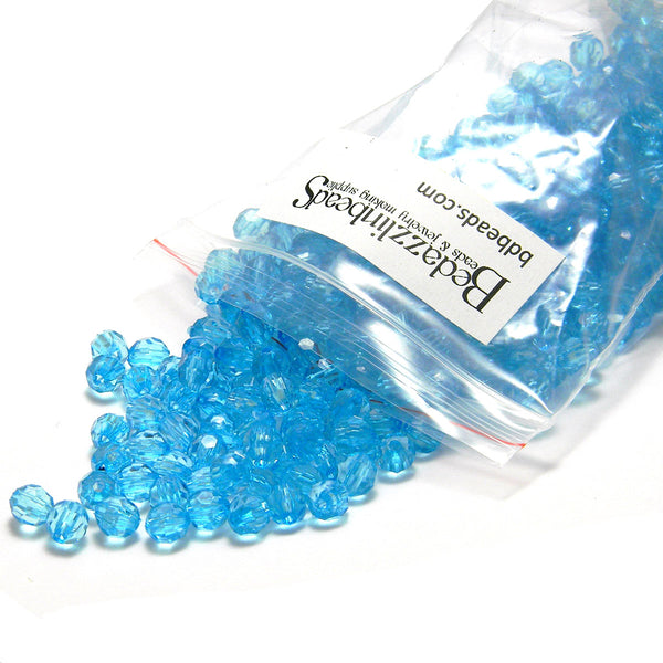 6mm Plastic Acrylic Faceted Round Loose Beads in Many Sizes & Colors~Sold in 5 Bead Increments