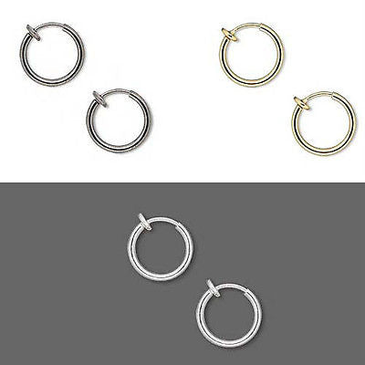 1/2 inch Little Clip on Hoop Earrings W/ Spring Closure for Pierced Look~Sold Individually