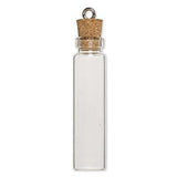 Little Clear Empty Glass Bottle Keepsake Jar Charm Pendant With Cork Lid & Loop~Sold Individually