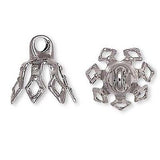 Bell Bead End Charm Caps with Loop & 7 Filigree Prong Legs Plated Brass Metal~Sold Individually