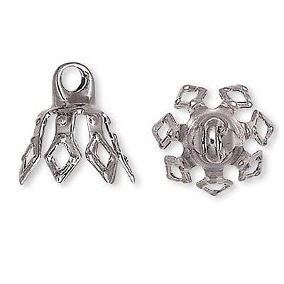 Bell Bead End Charm Caps with Loop & 7 Filigree Prong Legs Plated Bras –  bedazzlinbeads