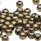 Antique Brass Finished Steel Metal Round Spacer Accent Beads 2.5mm, 3mm, 4mm, 6mm & 8mm~Sold Individually