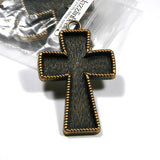 Big Antique Plated Cross Pendant Charm Finding with Embellishing Bezel Cup Setting~Sold Individually