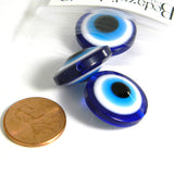 Big 20mm x 9mm (3/4 x 3/8 inch) Flat Round Blue White Black Resin Evil Eye Plastic Acrylic Coin Loose Beads~Sold Individually