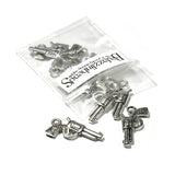 Plated Pewter 7/8 inch Miniature Revolver Pistol Hand Gun Jewelry Charms~Sold Individually
