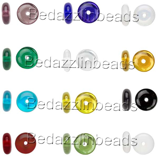 Flat Round Czech Glass Rondelle Spacer Disc Beads Assorted Colors Available in 4mm, 6mm & 8mm~Sold Individually