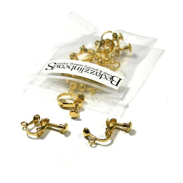 Plated Brass Metal Clip On Adjustable Screw Back 4.5mm Ball & Open Loo –  bedazzlinbeads