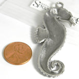 Big 2 1/2 inch Antique Silver Seahorse Ocean Fish Pendant Charms with a Textured Pewter Base Metal~Sold Individually