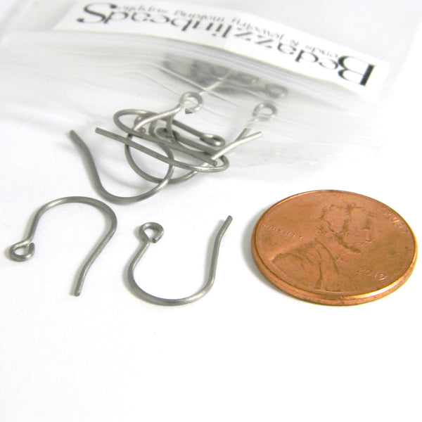 Small 1/2 inch Matte Silver Hypo-Allergenic Raw Titanium Fish Hook Earring Findings~Sold Individually
