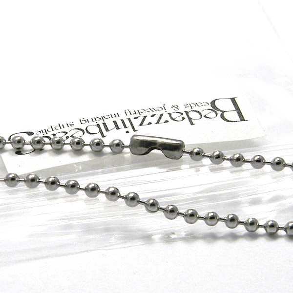 Surgical 304 Grade Stainless Steel 2.4mm Round Military Dog Tag Ball Chain Necklace~Sold Individually