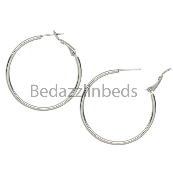 Stainless Surgical Steel Hoop Earrings with Hinged Leverback Latch Choose 30mm or 40mm~Sold Individually