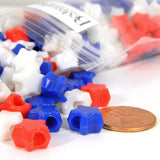 Red, White & Blue Patriotic Themed USA 10mm (3/8 inch) Star Shaped Plastic Acrylic Pony Beads with a Big 4mm Hole for July 4th Jewelry~300 Pieces