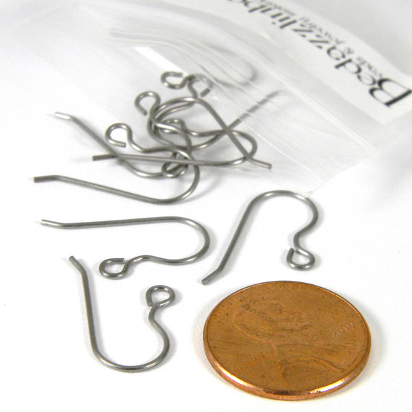 Silver Nickel Free Hypo-Allergenic Titanium French Hook Fishhook Earring Findings with Stem & Loop Ring~Sold Individually